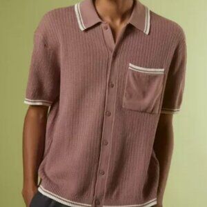 Standard Cloth Refine Button-Up MAUVE Polo Sweater
